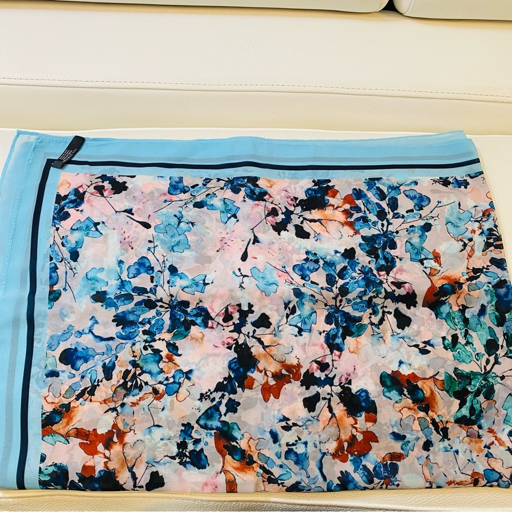 The limited sheer floral pastel printed long scarf NWOT